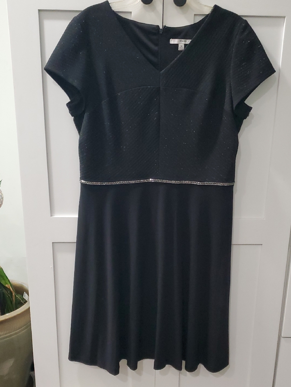 Studio One Black  Dress with Sparkle Trim